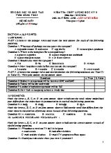 Đề đề xuất kiểm tra chất lượng học kỳ II môn Tiếng Anh Lớp 6 (Thí điểm) - Năm học 2015-2016 - Sở GD & ĐT Đồng Tháp (Có đáp án)